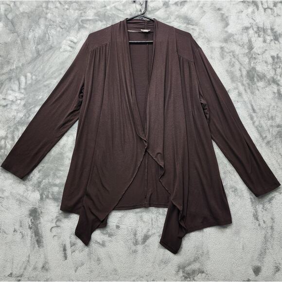 J.Jill Sweater Womens L PETITE Brown Stretch Long Sleeve Drape Front Cardigan - Picture 1 of 9